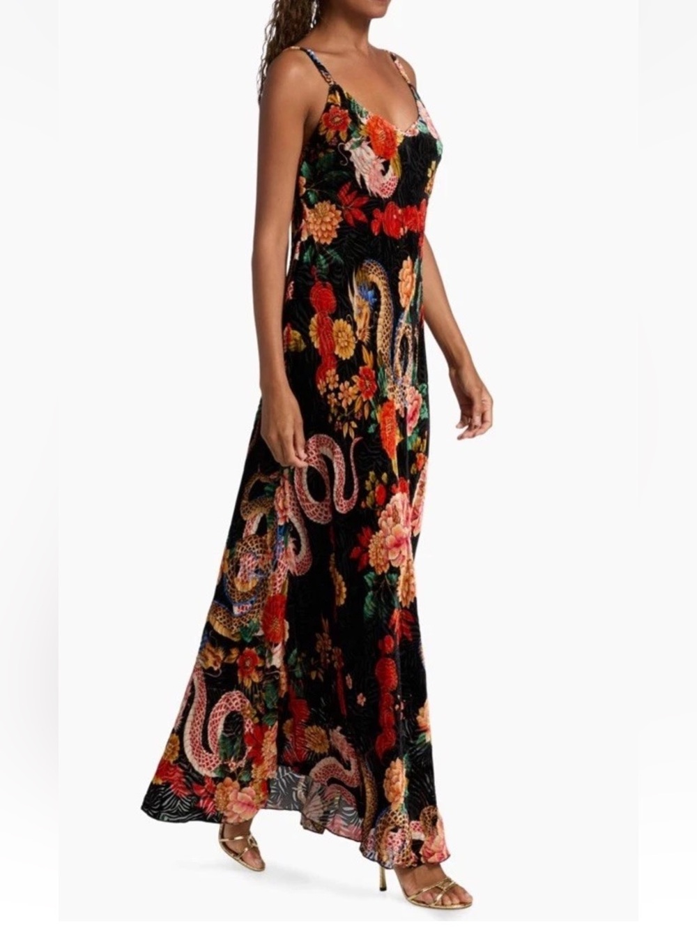 Johnny Was Small Kanako-Levi Bias Cut Burnout Maxi Dress NWT $400 Dragon Floral - Picture 13 of 13